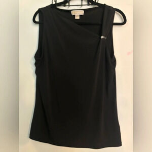 Michael Michael Kors black asymmetrical sleeveless  top with silver detail